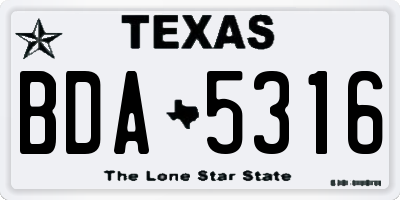 TX license plate BDA5316