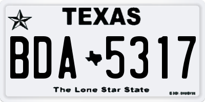 TX license plate BDA5317