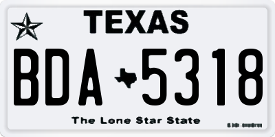 TX license plate BDA5318