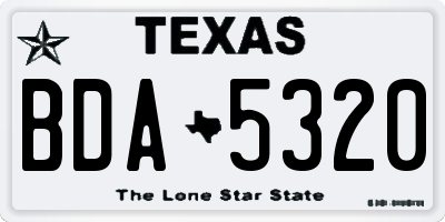 TX license plate BDA5320