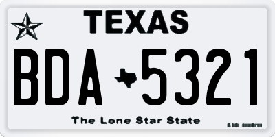 TX license plate BDA5321