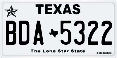 TX license plate BDA5322