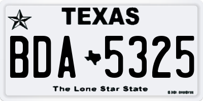 TX license plate BDA5325
