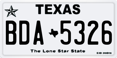 TX license plate BDA5326