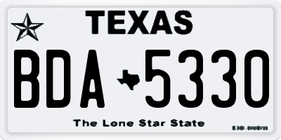 TX license plate BDA5330