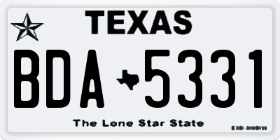 TX license plate BDA5331