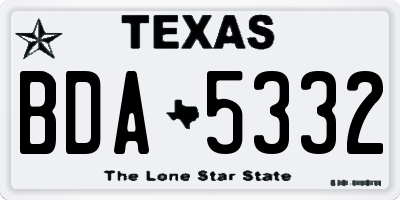 TX license plate BDA5332