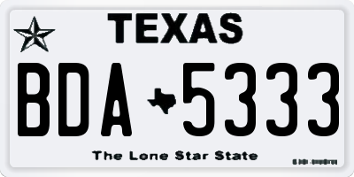 TX license plate BDA5333