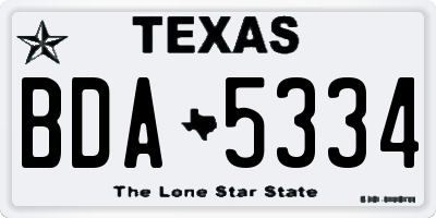 TX license plate BDA5334