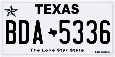 TX license plate BDA5336
