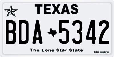 TX license plate BDA5342