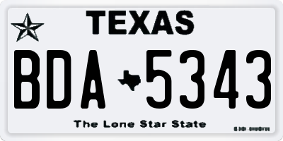 TX license plate BDA5343
