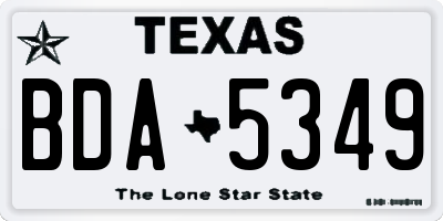 TX license plate BDA5349