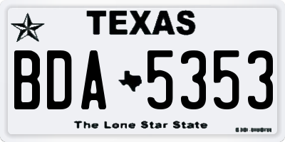 TX license plate BDA5353