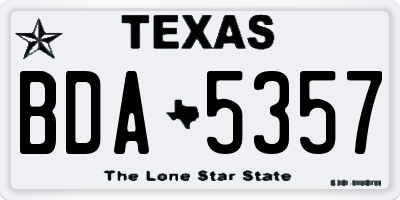 TX license plate BDA5357