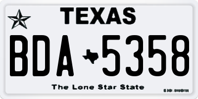 TX license plate BDA5358