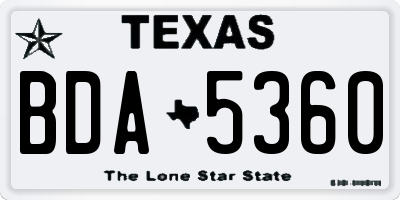 TX license plate BDA5360