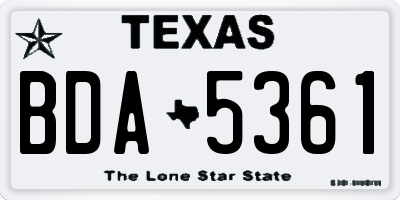 TX license plate BDA5361