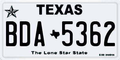 TX license plate BDA5362