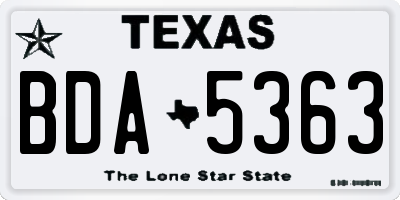 TX license plate BDA5363