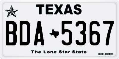 TX license plate BDA5367