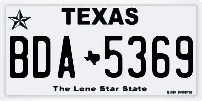 TX license plate BDA5369