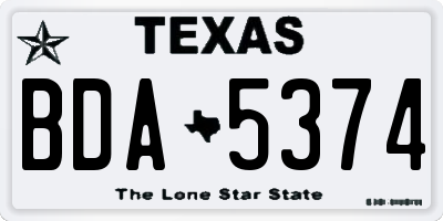 TX license plate BDA5374
