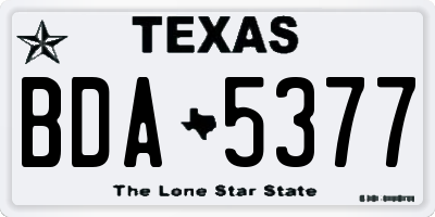 TX license plate BDA5377