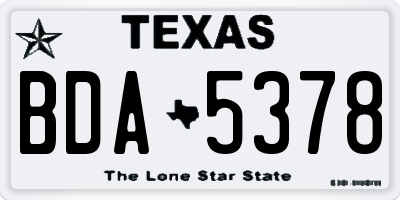 TX license plate BDA5378