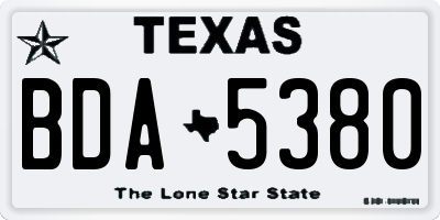 TX license plate BDA5380