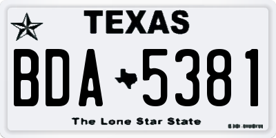 TX license plate BDA5381