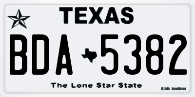 TX license plate BDA5382