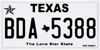 TX license plate BDA5388