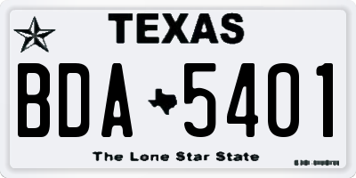 TX license plate BDA5401