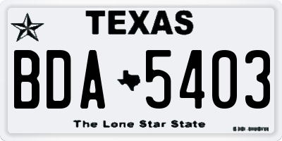 TX license plate BDA5403