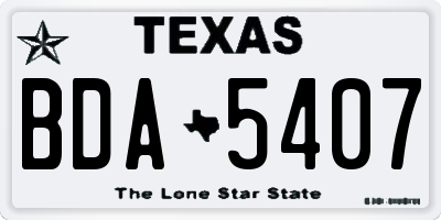 TX license plate BDA5407
