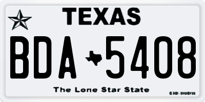 TX license plate BDA5408
