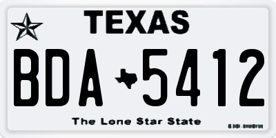 TX license plate BDA5412