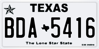 TX license plate BDA5416