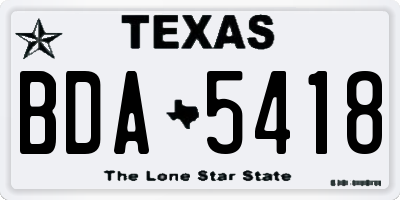 TX license plate BDA5418