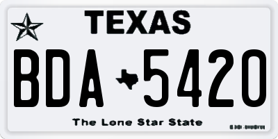 TX license plate BDA5420