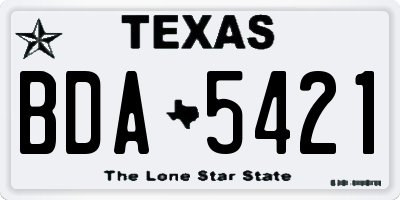 TX license plate BDA5421