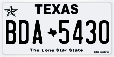 TX license plate BDA5430