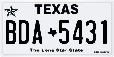TX license plate BDA5431