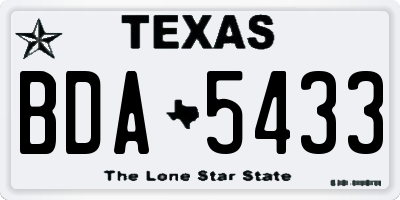 TX license plate BDA5433