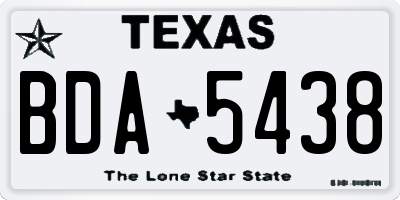 TX license plate BDA5438