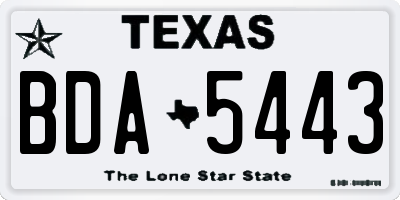 TX license plate BDA5443