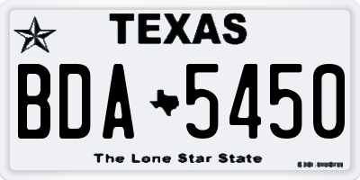 TX license plate BDA5450