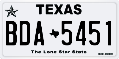 TX license plate BDA5451