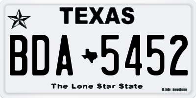 TX license plate BDA5452
